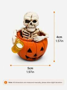 1 tượng trang trí Halloween hình bộ xương bí ngô, tượng xương hài hước rùng rợn kèm đèn lồng Jack O' Lantern, phong cách đội mũ cao, quạ và tư thế ngả lưng, trang trí Gothic để bàn, kệ, lò sưởi, decor nhà mùa thu - Mẫu mới - Xem 12