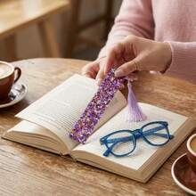 1pc Random/3pcs Random/Colorful Glitter Acrylic Tassel DIY Bookmark, Premium Quality, High Aesthetic Value, Page Marker, Reading Stationery, Gift For Book Lovers - Multi-color - View 5