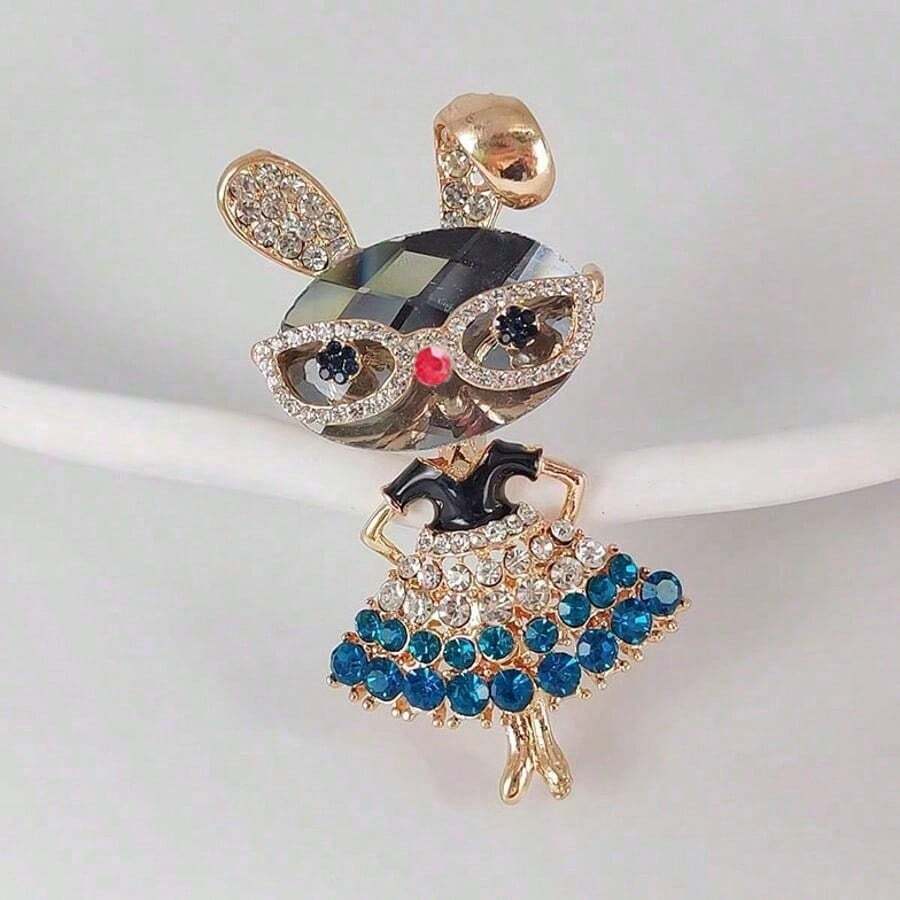 Fashion Creative Brooch Modern Cartoon Glasses Rabbit Brooch Cute Girl Brooch Pin Clothing Accessory - Eyeglasses Rabbit Brooch - View 1