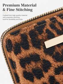 Wallets For Women Leopard Print Wallet, PU Leather Zip Around Clutch, Gold Hardware Purse, Halloween Party Essentials - Multicolor - View 5