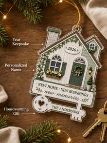 1pc Personalized New Home Christmas Ornament For Family, Custom Family Name & House Color Acrylic Ornament, First Home Keepsake,Christmas Tree Decor,Christmas Gift - Mint Green - View 8