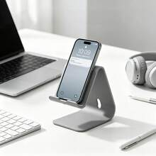 Minimalist Desktop Phone Stand, Phone Holder, Stable Viewing Angle, Easy Cable Connection, Modern Sturdy Desktop Base, Suitable For Home And Office Decor - Phone Stand - View 5