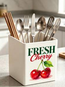 1件裝「FRESH CHERRY」多功能收納整理盒－餐具架、桌面收納盒（適用於收納餐具、吸管、茶包、筆、遙控器），塑膠材質，小巧省空間，適合廚房、辦公室、客廳（下單前請確認尺寸） - 彩色 - 查看 5