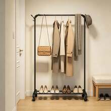 Perchero para Ropa de Doble Barra con Estante Inferior, Organizador de Ropa para Dormitorio y Vestidor, Estructura Amplia para Colgar Camisas, Vestidos, Pantalones y Chaquetas, Espacio Adicional para Zapatos, Cajas y Accesorios, Diseño Funcional para Mantener tu Hogar Ordenado - Multicolor-Tendedero de barra única - Ver 5