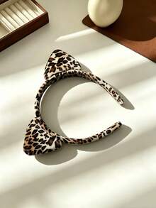 1pc Halloween Leopard Print Headband Cartoon Cat's Ears Cute Dimensional Headband - Multicolor - View 7