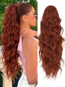 Ponytail Extension, Claw Clip Ponytail Extensions Long Wave Black Ponytail Extensions For Women Synthetic 26 Inch Hairpiece For Daily Use - Multicolor - View 14