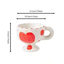 1pc Hand-Painted Textured Ceramic Tall Mug, Asymmetrical Pinched Texture Coffee Tea Cup, Cute Atmosphere Home Decor Water Cup, Perfect Gift Choice - Multicolor - View 14