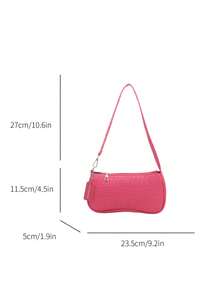 New Fashion Versatile Textured Shoulder Bag Underarm Women's Bag - Hot Pink - View 5
