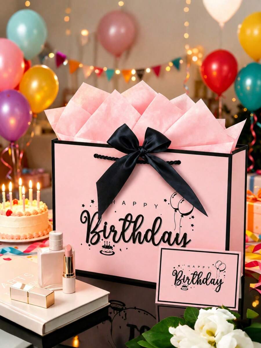 3pcs Happy Birthday Gift Bag Set, Reusable Gift Bags With Handles, Party Bags, Foldable Shopping Bags, Premium Paper Tote Bags, Suitable For Friends, Family, Children, Birthday Party Decoration, Celebration Accessories