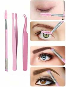 Eyelash Tool Set: Eyelash Curler, Eyelash Tweezers, Eyelash Comb, Eyeliner, Eyebrow Pencil, With Storage Box, Eyelash Extension Tool Set, 6 Pieces - Multicolor - View 3