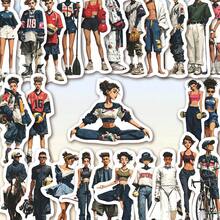 53Pcs Sports Character Stickers Pack, Athletic Figures With Multi‑Sport Outfits Vinyl Waterproof Decals, Dynamic Street Aesthetic Decor For Laptop Water Bottle Journal Scrapbook, Suitable For Adults And Users - Alien - View 8
