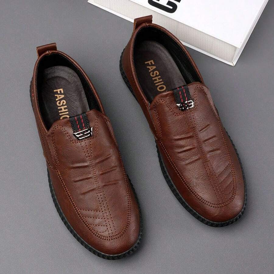Mocasines de hombre, zapatos de negocios casuales de hombre modernos, cómodos y antideslizantes, zapatos casuales de negocios de hombre. - Marrón - Ver 1