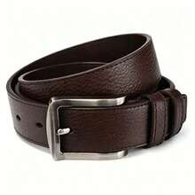 Business Men's Buckle Belt, Convenient Wear Versatile Pants Belt, Adjustable Leather Strap Length, Minimalist Alloy Metal Buckle, Stitched Design Beautiful And Durable, Suitable As A Holiday Gift - Brown - View 7