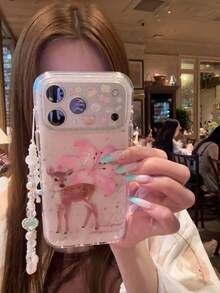 Ốp lưng bảo vệ họa tiết hoa ly và hươu phong cách Ins Aesthetic, tương thích với iPhone 17 Pro Max/16 Pro/15, ốp điện thoại chống rơi cá tính cho nữ - Trong sáng - Xem 4