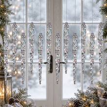 12/24/48pcs Transparent Icicle Pendant, Colorful Icicle Christmas Tree Decoration Pendant, Plastic Spiral Icicle Decoration Pendant, Christmas Decoration - Ice Bar - View 9
