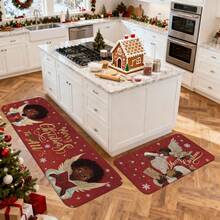1/2/3pcs Christmas Theme Kitchen Rug, Flannel Kitchen Rug Comfortable Soft Absorbent Non-Slip Machine Washable With Non-Slip Backing Suitable For Multiple Scenes Entrance Living Room Bedroom Kitchen Dining Room Bathroom Laundry Room Hallway Floor Mat Blanket Holiday Christmas Decoration Home Multi-Functional Floor Mat - Multicolor - View 7