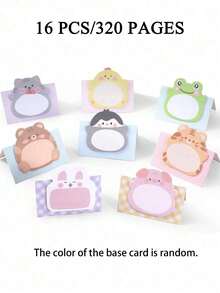 16pcs/320pages Cute Pet Cartoon Stickers (Random Color), Ins Style Animal Memo Decorative Stickers, Suitable For Students And Office, Random Pattern, Back To School Supplies, Birthday And Bachelor Party Decoration Gifts - Multicolor - View 14
