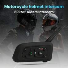 V6 Plus Motorcycle Helmet Bluetooth Intercom Headset, Supports 6 Riders, 1200M Wireless Moto Interphone, IP65 Waterproof, Hands‑Free Call, Music & GPS Navigation For Motorbike Riding - 1pcs - View 1