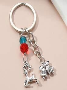 1pc Reindeer Bell Snowman Personalized Classic Christmas Keychain Bag Key Pendant - Multicolor - View 5