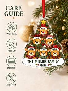 1pc Personalized Reindeer Family Christmas Ornament, Custom Family Name Acrylic Ornament, Reindeer Tree Ornament, Christmas 2026 Family Gift,Christmas Tree Decor,Christmas Gift - Multicolor - View 9