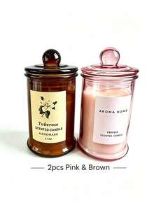 1/2pcs Vintage Amber Glass Jar With Lid Scented Candle, Soy Wax Aromatherapy Candle, Suitable For Home, Autumn, Bedroom, Living Room Decoration, Wedding, Birthday, Holiday And Ideal Gift For Women - 1PC - View 16