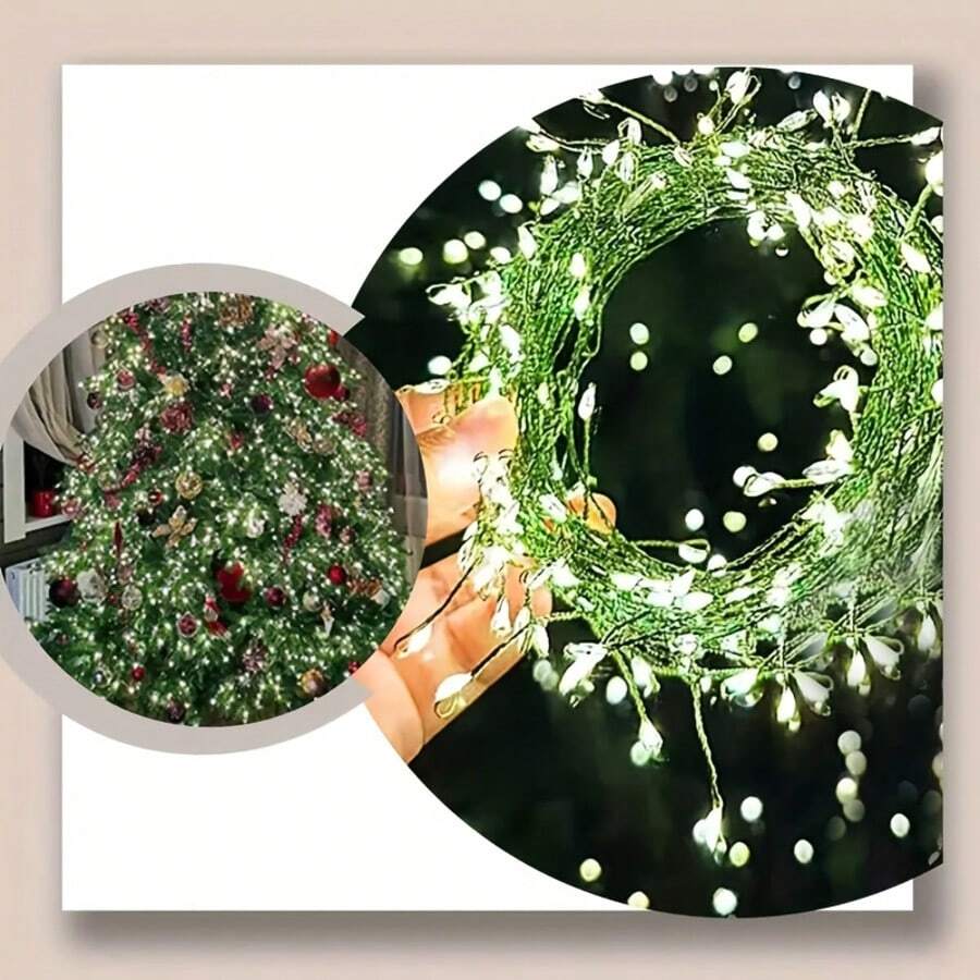 Twinkle LED Fairy Lights 8 Modes, Battery Operated With Battery Box(Batteries Not Included), Flexible Black Cord String Light For Christmas Tree Home Party Decor