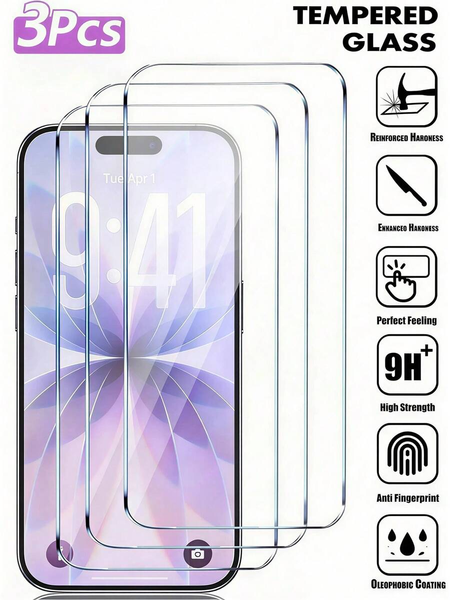 3PCS, Clear Tempered Glass Screen Protector, Dedicated To Creating An Invisible Yet Reliable Screen Protection. This Tempered Glass Film Provides A Solid Physical Protection Layer With High Hardness. Seamless Full Coverage, Smooth Edges, High Sensitivity Touch, Compatible With Phone Cases, Phone Accessory Compatible With IPhone Ultra/18 Pro/18 Pro Max/18/17e/17 Pro Max/17 Pro/17Air/17/16 Pro Max/16 Pro/16 Plus/16/15 Pro Max/15//14/13/12 And Other Models