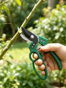 1pc 8 Inch Curved Pruning Shears SK5 Steel Blade Green ABS Handle Heavy Duty Bypass Garden Pruner Spring Loaded Safety Lock Tree Branch Cutter For Hedge Shrub Trimming (Cardboard Packaging Included) - A - View 3