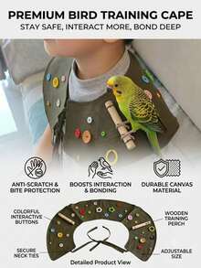 1pc Bird Shoulder Strap Jacket, Parrot Anti-Bite Feather Training Supplies, Human-Bird Interaction Anti-Bite Accessory, Easy To Clean, Shoulder Protection Design, Bird Training Stand, Sun Conure Parrot Accessory, Anti-Scratch Bird Shoulder Pad, Portable Bird , Small Parrot Travel Carrying Stand - A+B - View 4