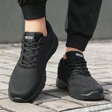 Men's Walking Shoes Lightweight Soft Sole Breathable Casual Sports Shoes For Daily Commute Hiking And All-Season Wear - All Black - View 2