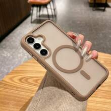 Skin-Feel Magnetic Matte Case Compatible With IPhone 11 12 13 14 Pro Max 15 15 Pro 16 16 Pro Max 17 17 Pro 17 Pro Max 18 18 Pro Max Galaxy S21 22 Plus 23 24 Plus Ultra 25 25 Plus 26 26 Plus 26 Ultra - Brown - View 1