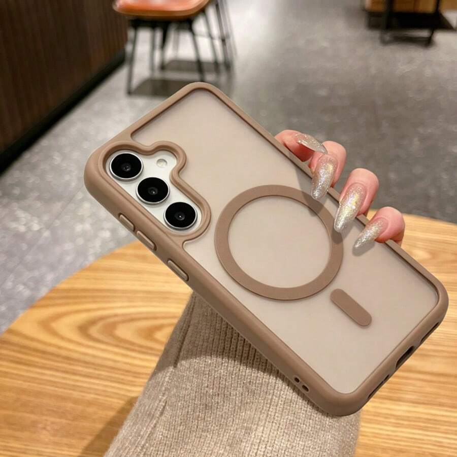 Skin-Feel Magnetic Matte Case Compatible With IPhone 11 12 13 14 Pro Max 15 15 Pro 16 16 Pro Max 17 17 Pro 17 Pro Max 18 18 Pro Max Galaxy S21 22 Plus 23 24 Plus Ultra 25 25 Plus 26 26 Plus 26 Ultra - Brown - View 1