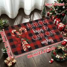 1/2/3pcs Christmas Theme Kitchen Rug, Flannel Kitchen Mat, Comfortable Soft Absorbent Non-Slip Machine Washable With Anti-Slip Backing, Multi-Functional Home Floor Mat Suitable For Doorway, Living Room, Bedroom, Kitchen, Dining Room, Bathroom, Laundry Room, Patio, Entryway, Holiday Christmas Decor Mat - Multicolor - View 13