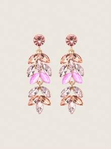 Valisandre Pendientes de gota con strass - Rosa - Ver 1
