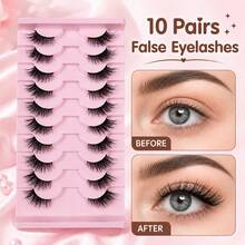 10 Pairs Half Lashes Natural, Dense, Curled, And Simulated Plush False Eyelashes Are Soft, Skin Friendly, Non Irritating, European And American Style Eyelashes That Can Be Used Multiple Times, Suitable For Daily Commuting Makeup - View 12