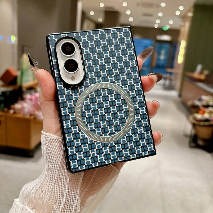 VIETAO 支援無線充電時尚手機殼,相容 Galaxy Z Fold 8 Fold8 手機保護殼 - 藍色 - 查看 1