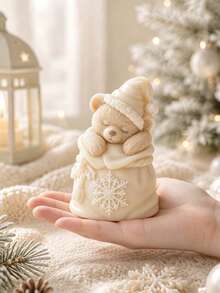 1pc Candle Mold, Christmas Bear Gift Design, Exquisite Knitted Texture Clear Detail Aromatherapy Candle, Diffuser Stone Mold Reusable Easy To Demold, Christmas Gift - Christmas Mold - View 5