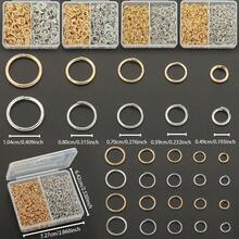 400pcs/600pcs/800pcs/1000pcs KC Golden+White K DIY Connector Rings, Includes Multiple Sizes Jump Rings, Round Single Loop, Suitable For DIY Jewelry Making, Bracelets, Anklets, Beaded Accessories, Pendant Necklace Connectors, Bag Chain Connector Rings, Open Jump Rings, Earring Dangle Open Loops, DIY Handmade Jewelry Accessories Making Materials - Jump Ring - View 3
