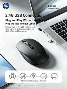 HP S1000 Plus Cute Quiet Wireless Mouse, 2.4GHz Portable USB Mouse, Plug And Play, Suitable For Computer Laptop, Perfect Holiday Gift. - View 1