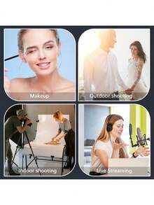 AXNEN 10-Inch LED Ring Light With 43.3-Inch Stable Tripod, Suitable For Photography, Video Shooting, Outdoor Live Streaming, Makeup, Compatible With All Smartphones - Black - View 12