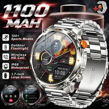 KENPANG Rugged Smart Watch For Men, IP68 Professional Waterproof, 1100mAh Massive Battery, Built-In Bright LED Flashlight, 1.7" HD Large Screen, 100+ Sports Modes, Bluetooth Clear Calls, 24/7 Health Monitoring, Compass, Men's Fitness Tracker, IOS Android - View 17