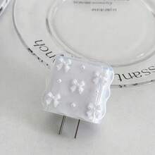 Pearl White Bow, Suitable For 18W/20W Charger Protective Case, Data Cable Protective Case - 20W Wavy White Small Butterfly - View 6