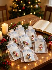 3pcs Mini Jesus Statue Set "My Lord, My God, My Savior" Design Religious Christmas Party Gift Christmas Tree Fireplace Hanging Decor Catholic Prayer Keepsake - Multicolor - View 2