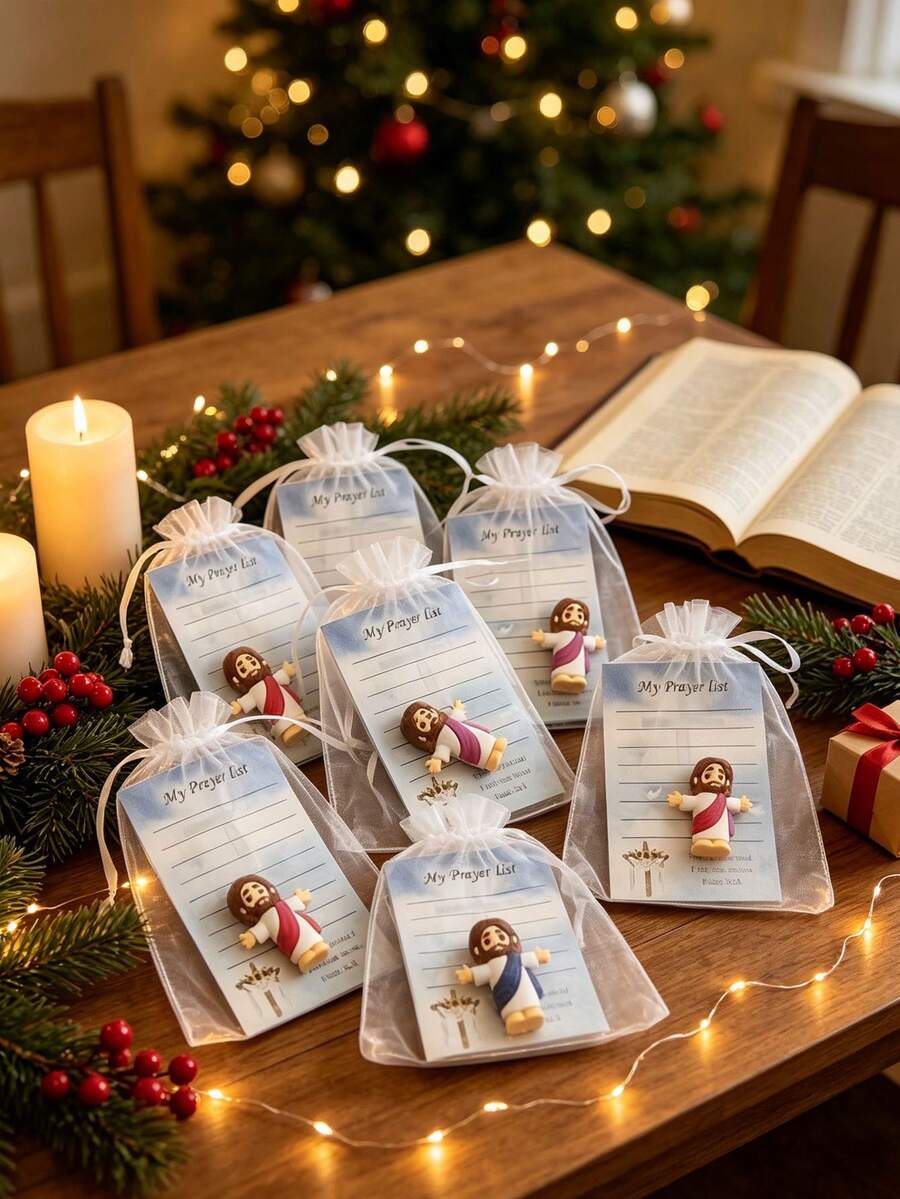 3pcs Mini Jesus Statue Set "My Lord, My God, My Savior" Design Religious Christmas Party Gift Christmas Tree Fireplace Hanging Decor Catholic Prayer Keepsake