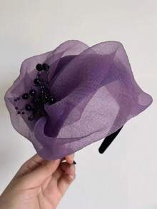 1pc Fashionable Half Hat Breathable Headband Head Hoop Versatile Elegant Evening Party Women's Hair Accessory - Multicolor - View 2