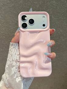 2pcs Set [Pink + Pearl White] 3D Wavy Phone Case Compatible With Iphone 18 Pro Max/18 Pro/18/17 Pro Max/17 Pro/17/16 Pro Max/16/16 Pro/16 Plus/15/15 Pro Max/15 Pro/15 Plus/11/12/13/14 Pro Max/12 Pro/12 Pro Max/13 Pro/13 Pro Max/14 Pro/14 Pro Max, Luxury Rhinestone Design, INS Style, High-End, Viral Niche Goddess Hard Shell, Full Coverage Anti-Drop, Precise Cutouts, Perfect Fit - Pearl White + Pink - View 3