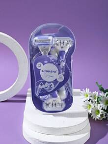 Women's Razor, 3-Blade Manual Razor, Rubber Handle, Bikini Hair Removal Shaving Tool, Leg Hair Removal Shaving, Purple, Salon Beauty Travel Essential Hair Care Products And Accessories - Mauve Purple - View 2