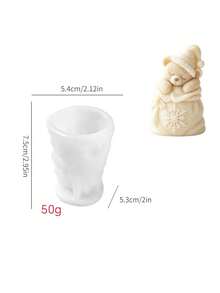 1pc Candle Mold, Christmas Bear Gift Design, Exquisite Knitted Texture Clear Detail Aromatherapy Candle, Diffuser Stone Mold Reusable Easy To Demold, Christmas Gift - Christmas Mold - View 2