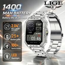 LIGE Fashion Smart Watch Terbaru Kapasitas Ultra Besar 1400mAh, 100+ Mode Olahraga, Senter LED, Kompas, Panggilan Telepon, Tahan Air, Prakiraan Cuaca, Pelacak Olahraga, Jam Tangan Olahraga Pintar Multifungsi Unisex - View 2