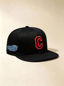 1pc Unisex Flat Brim Snapback Hat, 3D Letter C Embroidery With Chicago Side Logo Adjustable Baseball Cap Hip‑Hop Street Hat For Daily Sports Travel - Multicolor - View 13